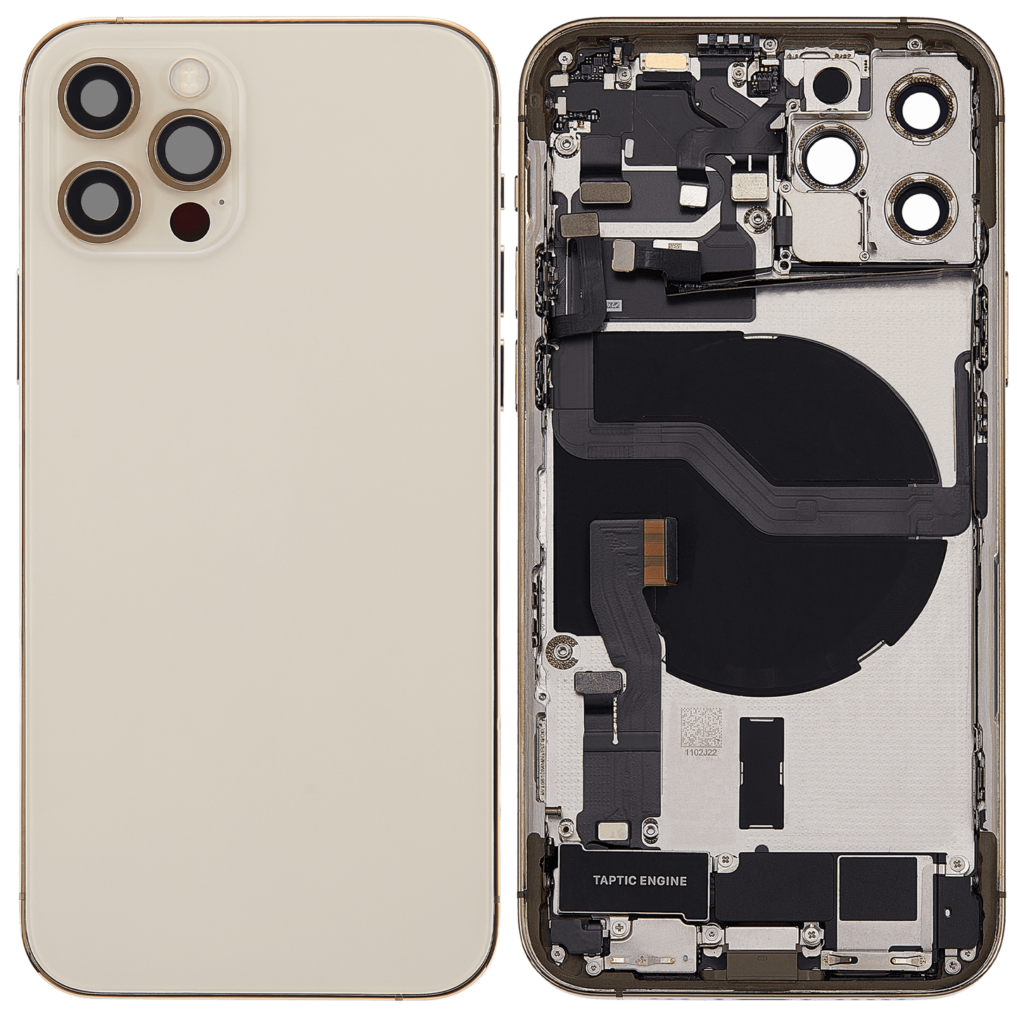 Back Housing W/ Charging Port Flex & Small Parts For iPhone 12 Pro (US Version) (Used OEM Pull: Grade A) (Gold)