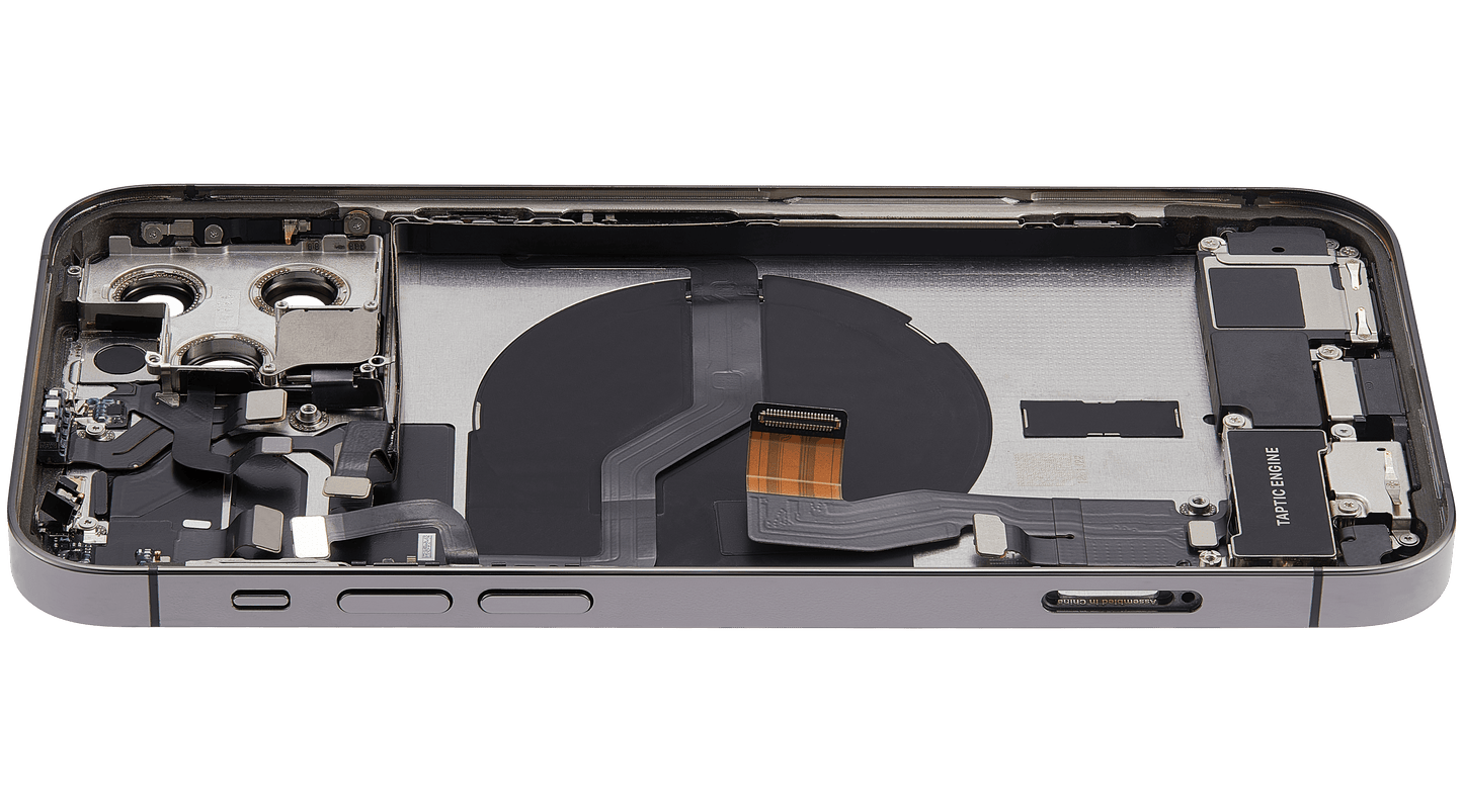 Back Housing W/ Charging Port Flex & Small Parts For iPhone 12 Pro (US Version) (Used OEM Pull: Grade A) (Graphite)