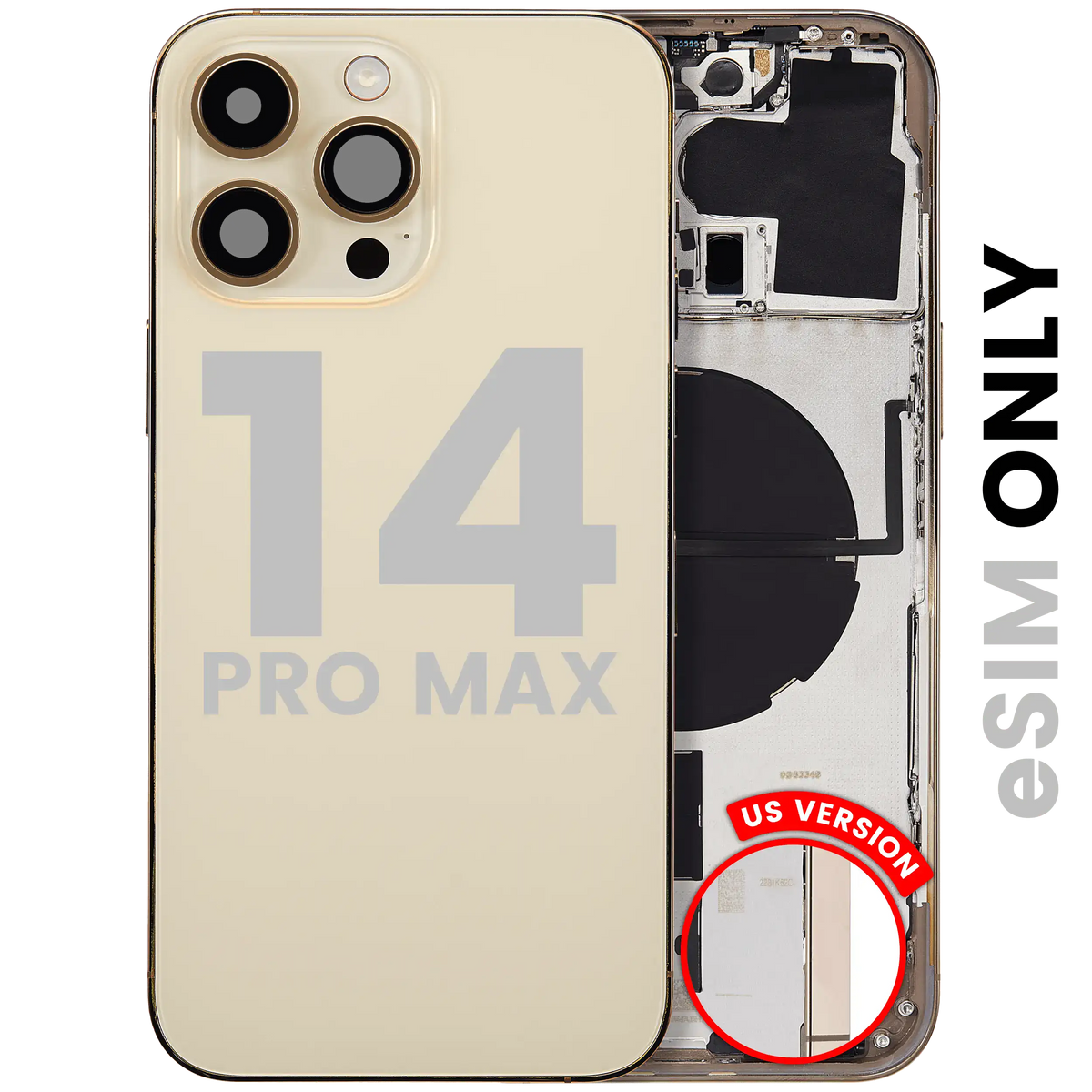 Back Housing W/ Small Parts For iPhone 14 Pro Max (US Version) (Used OEM Pull: Grade A) (Gold)