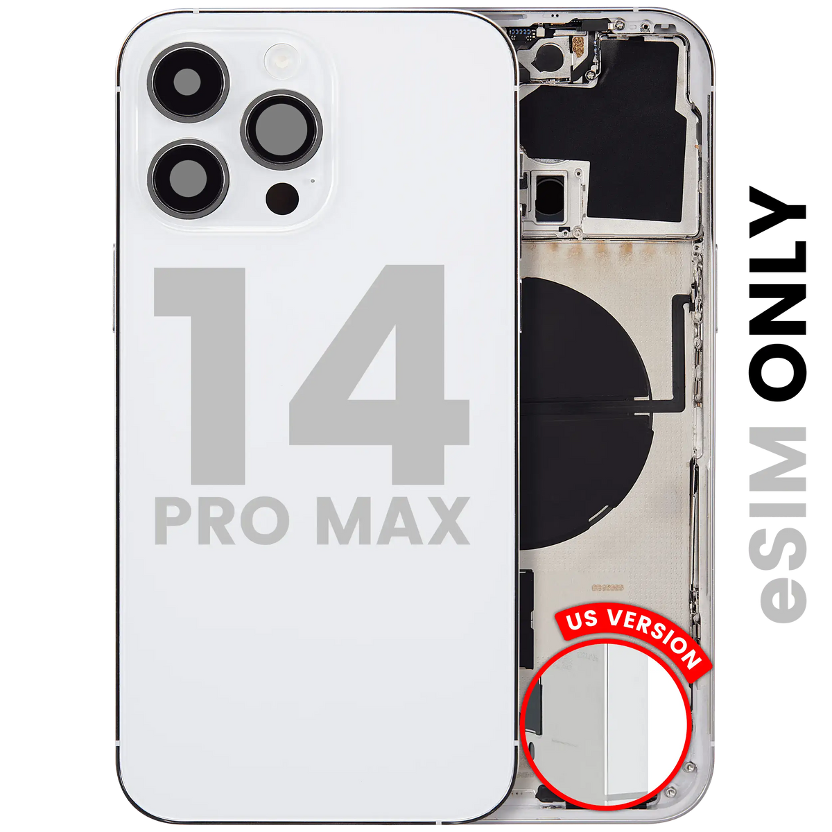 Back Housing W/ Small Parts For iPhone 14 Pro Max (US Version) (Used OEM Pull: Grade A) (Silver)