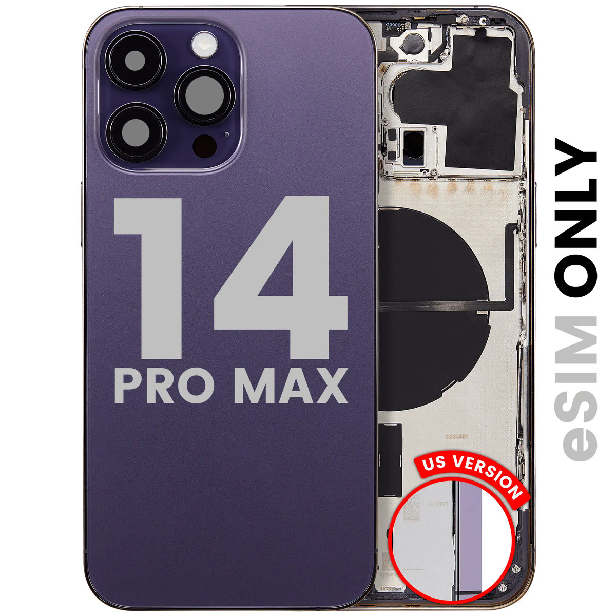 Back Housing W/ Small Parts For iPhone 14 Pro Max (US Version) (Used OEM Pull: Grade A) (Deep Purple)