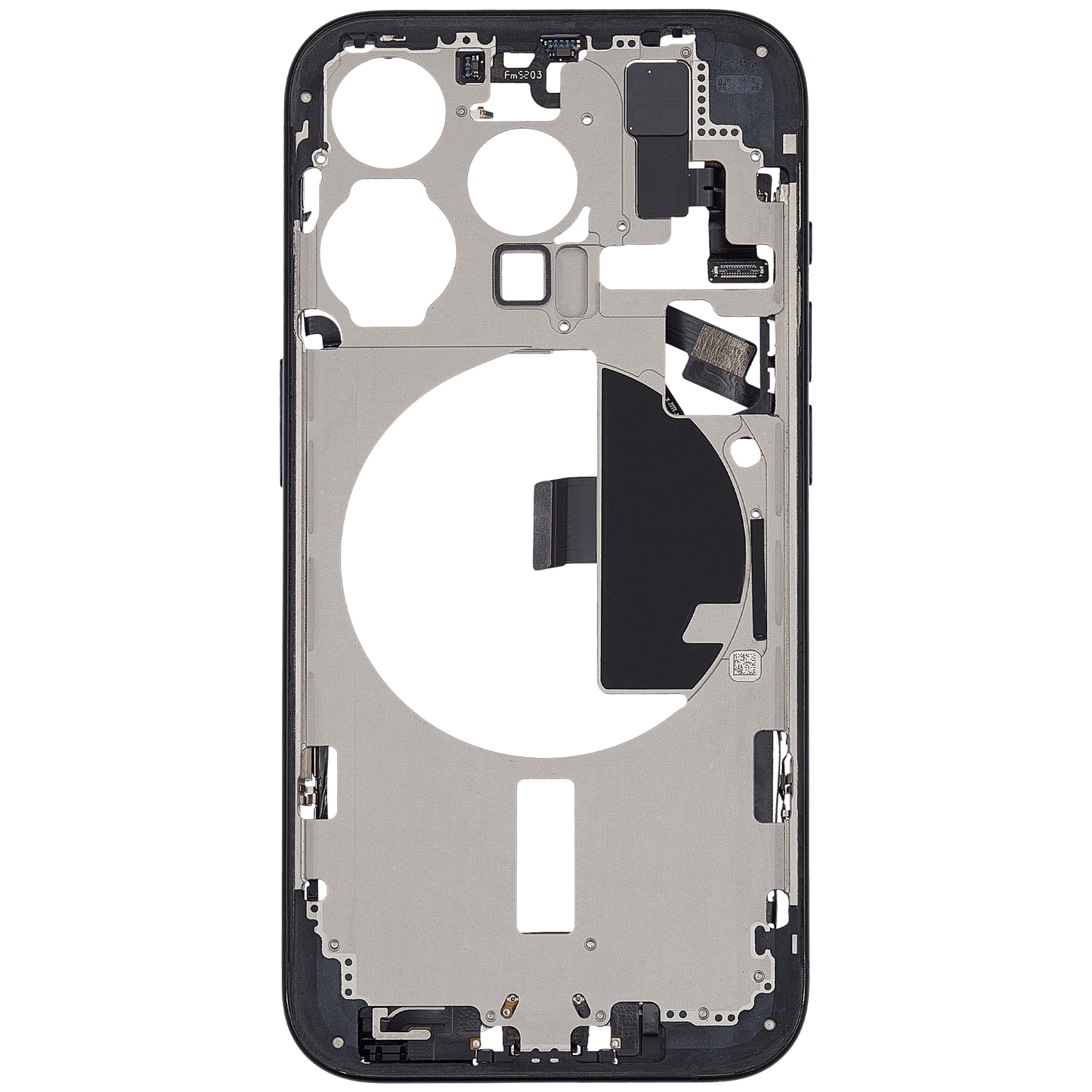 Mid-Frame Housing W/ Charging Port Flex & Small Parts For iPhone 15 Pro (US Version) (Used OEM Pull: Grade A) (Blue Titanium)