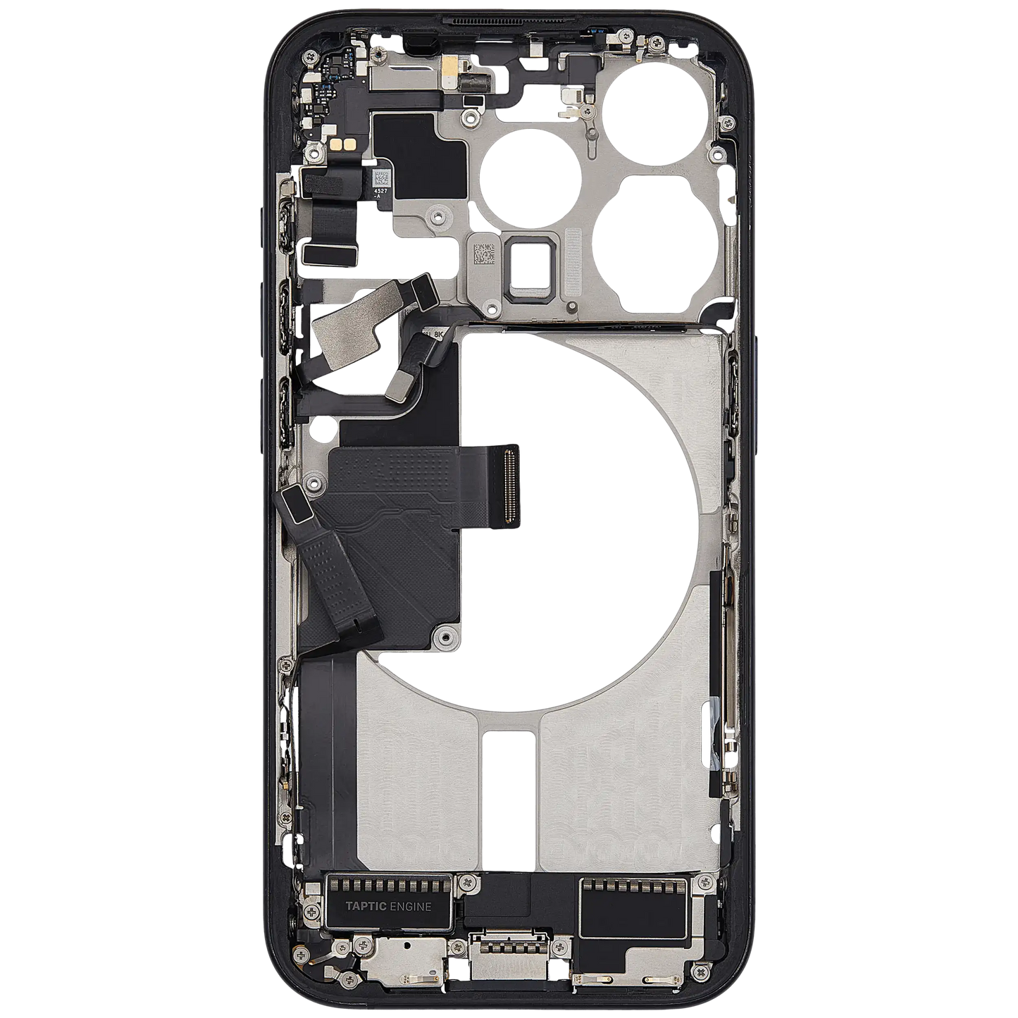 Mid-Frame Housing W/ Charging Port Flex & Small Parts For iPhone 15 Pro (US Version) (Used OEM Pull: Grade A) (Blue Titanium)