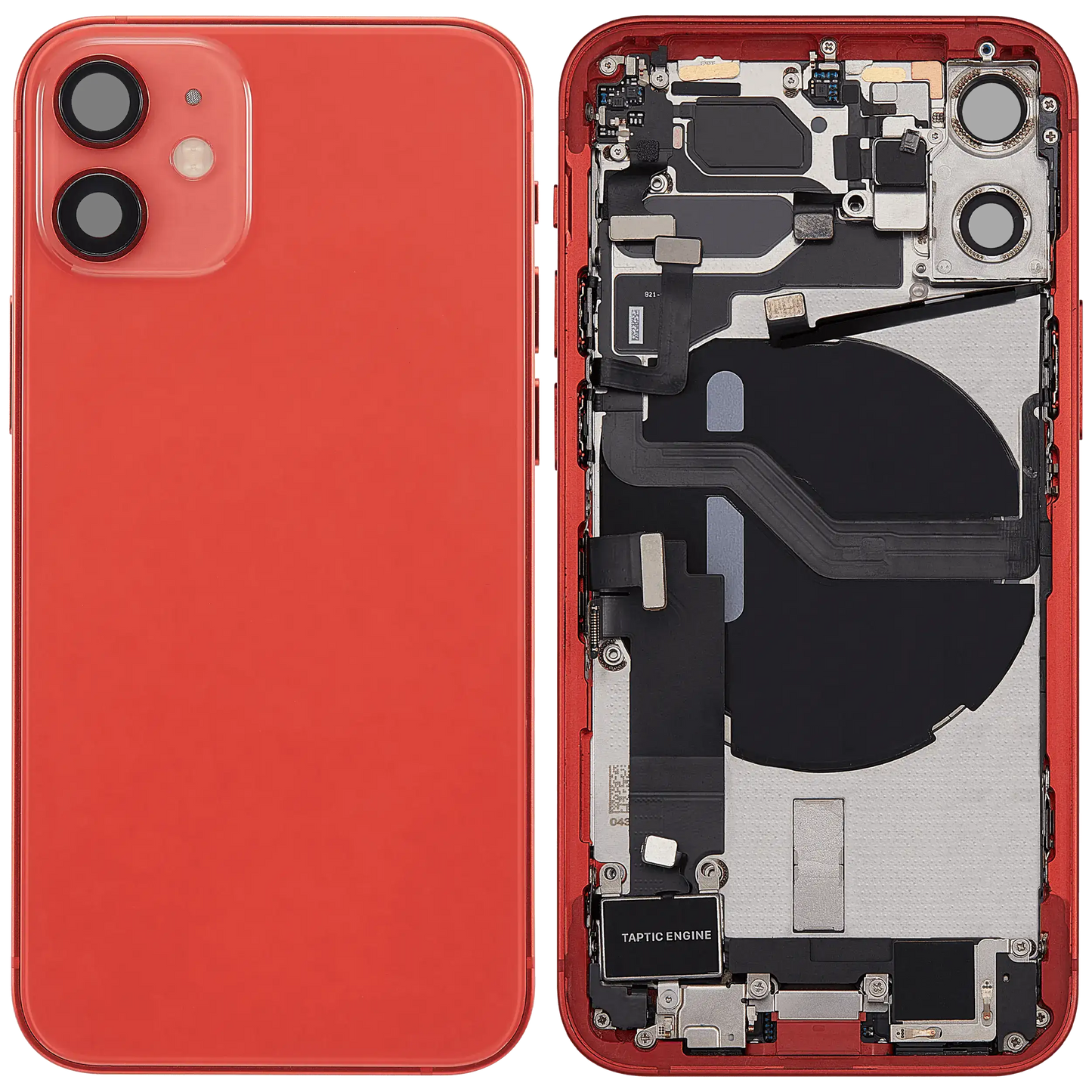 Back Housing W/ Charging Port Flex & Small Parts For iPhone 12 Mini (EU / Global Version) (Used OEM Pull: Grade A) (Red)