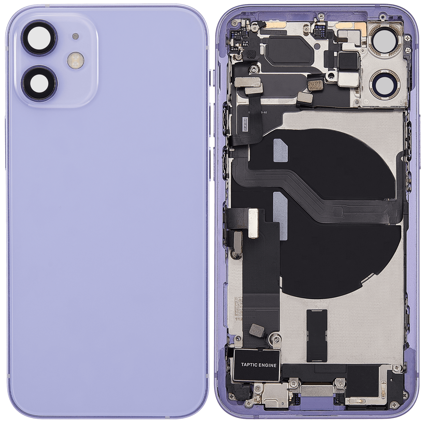 Back Housing W/ Charging Port Flex & Small Parts For iPhone 12 Mini (EU / Global Version) (Used OEM Pull: Grade A) (Purple)