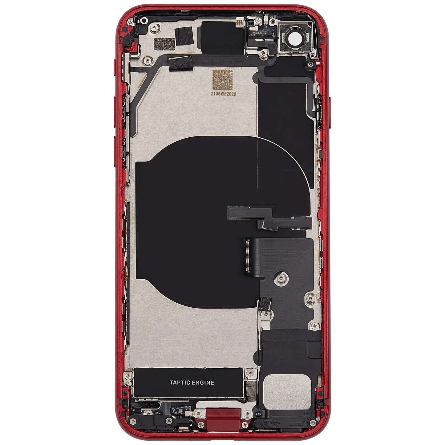 Back Housing W/ Charging Port Flex and Small Components Pre-Installed For iPhone SE (2022) (Used OEM Pull: Grade B) (Red)