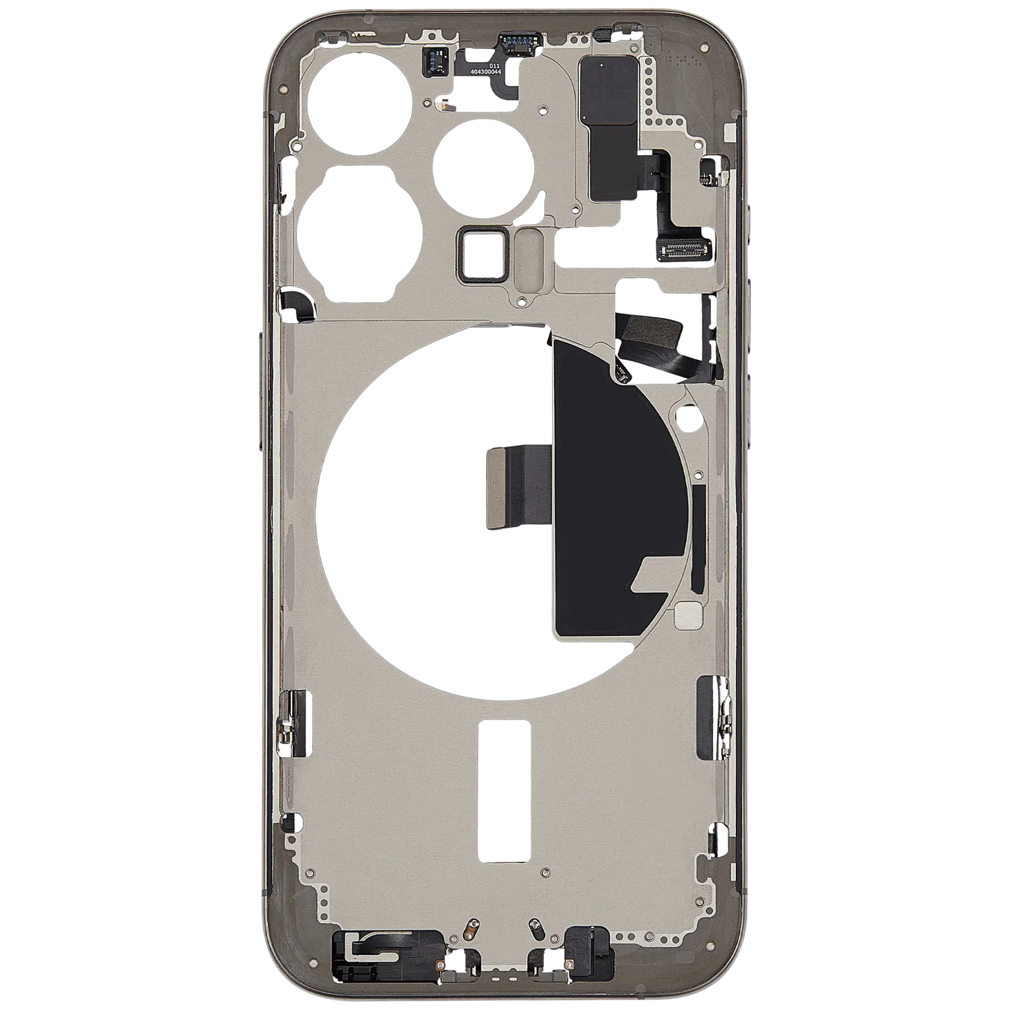 Mid-Frame Housing W/ Charging Port Flex & Small Parts For iPhone 15 Pro (US Version) (Used OEM Pull: Grade C) (Natural Titanium)