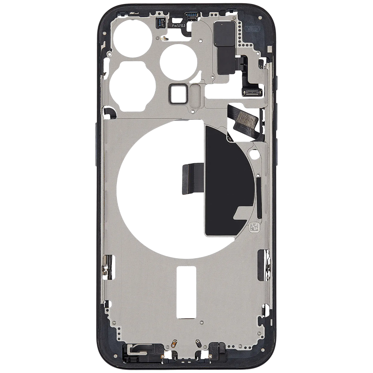 Mid-Frame Housing W/ Charging Port Flex & Small Parts For iPhone 15 Pro (US Version) (Used OEM Pull: Grade C) (Blue Titanium)