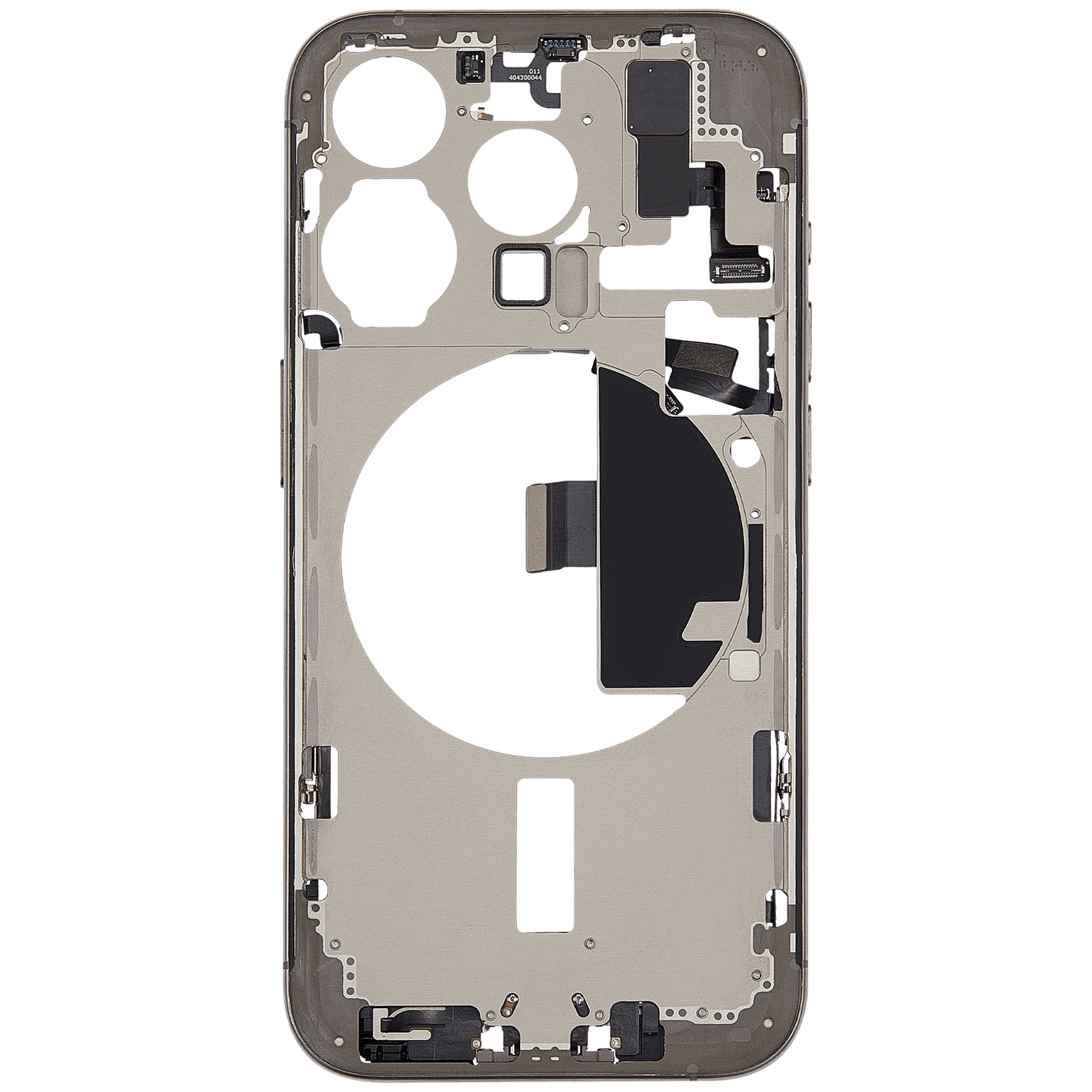 Mid-Frame Housing W/ Charging Port Flex & Small Parts For iPhone 15 Pro (US Version) (Used OEM Pull: Grade B) (Natural Titanium)