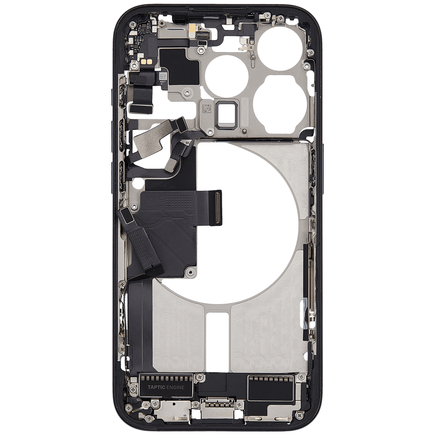 Mid-Frame Housing W/ Charging Port Flex & Small Parts For iPhone 15 Pro (US Version) (Used OEM Pull: Grade B) (Blue Titanium)