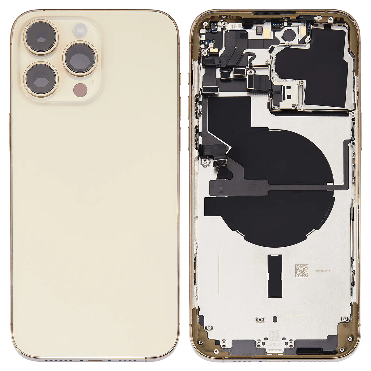 Back Housing W/ Small Parts For iPhone 14 Pro Max (US Version) (Used OEM Pull: Grade C) (Gold)