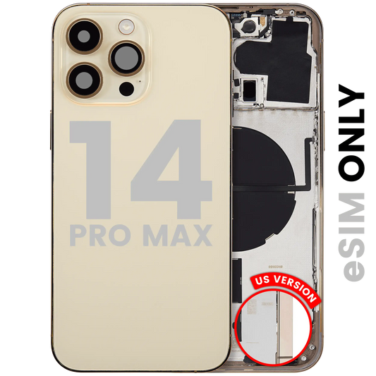 Back Housing W/ Small Parts For iPhone 14 Pro Max (US Version) (Used OEM Pull: Grade C) (Gold)