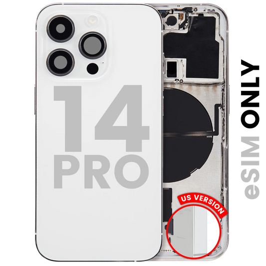Back Housing W/ Small Parts For iPhone 14 Pro (US Version) (Used OEM Pull: Grade C) (Silver)