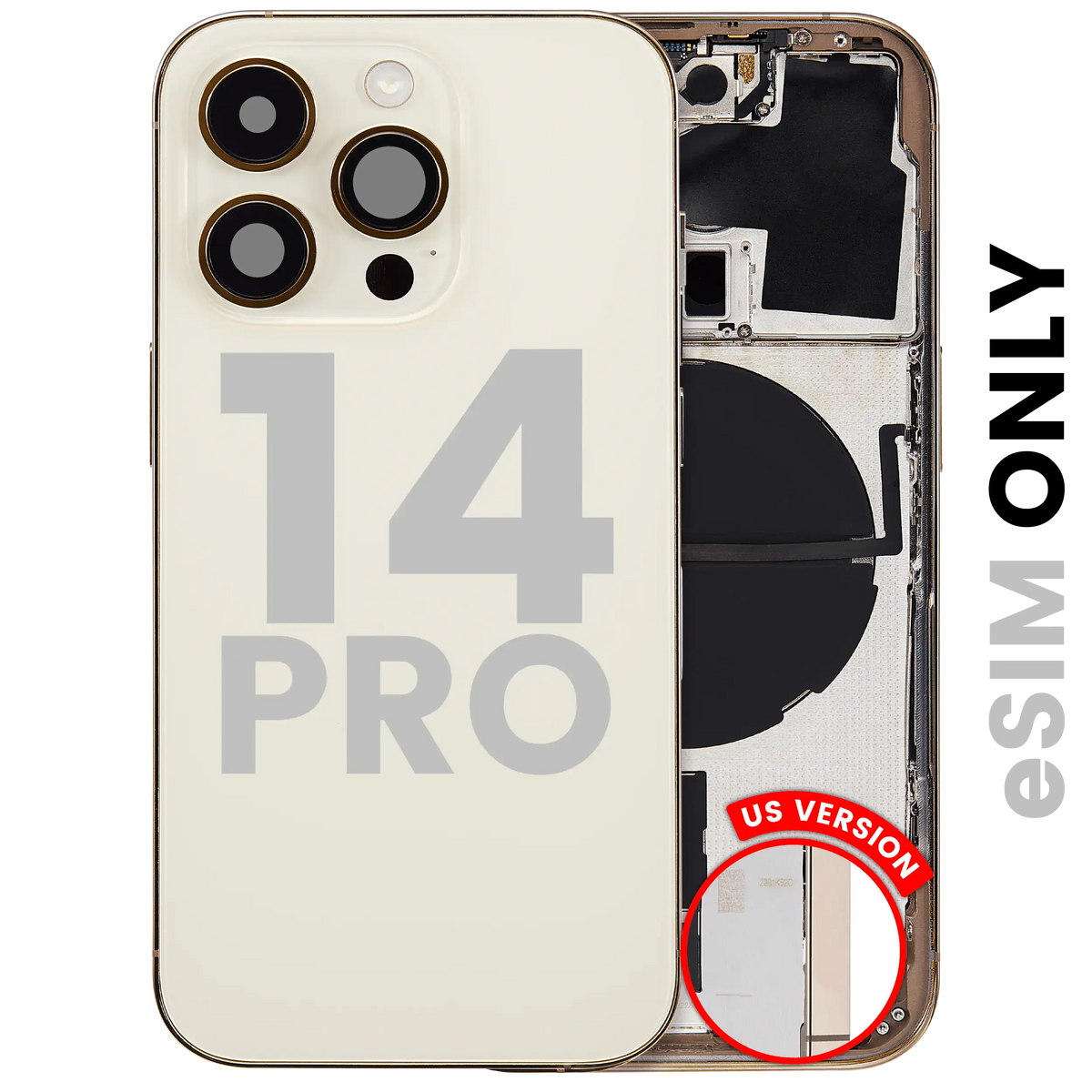 Back Housing W/ Small Parts For iPhone 14 Pro (US Version) (Used OEM Pull: Grade C) (Gold)