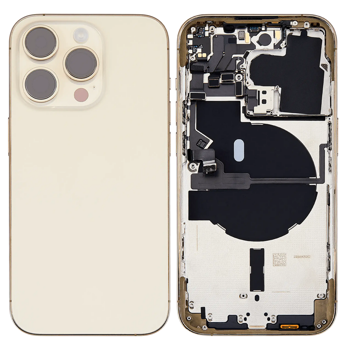 Back Housing W/ Small Parts For iPhone 14 Pro (US Version) (Used OEM Pull: Grade C) (Gold)