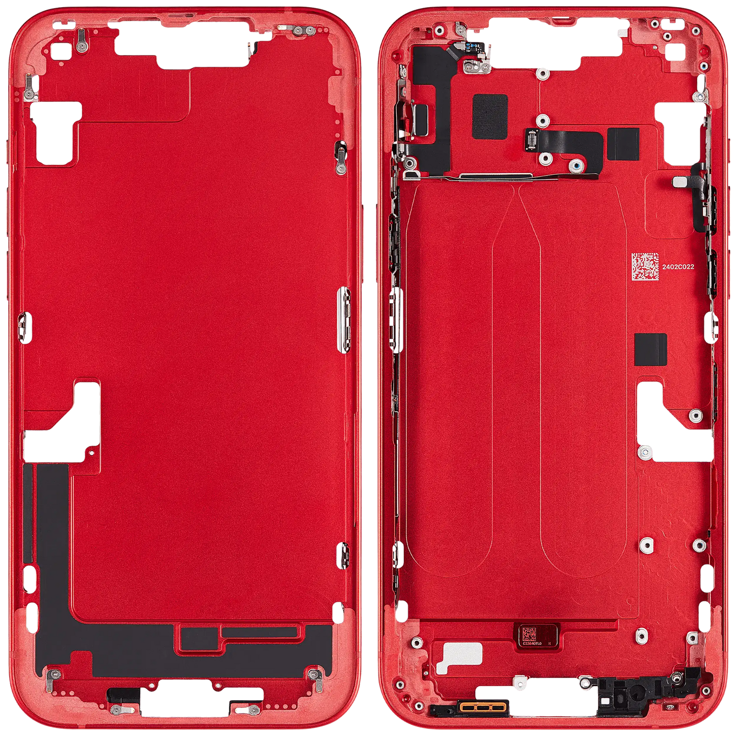 Mid-Frame Housing W/ Small Parts For iPhone 14 Plus (EU / Global Version) (Used OEM Pull: Grade C) (Red)
