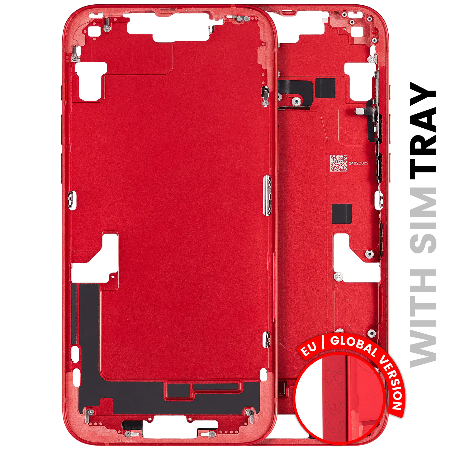 Mid-Frame Housing W/ Small Parts For iPhone 14 Plus (EU / Global Version) (Used OEM Pull: Grade C) (Red)