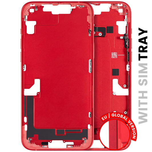 Mid-Frame Housing W/ Small Parts For iPhone 14 Plus (EU / Global Version) (Used OEM Pull: Grade C) (Red)