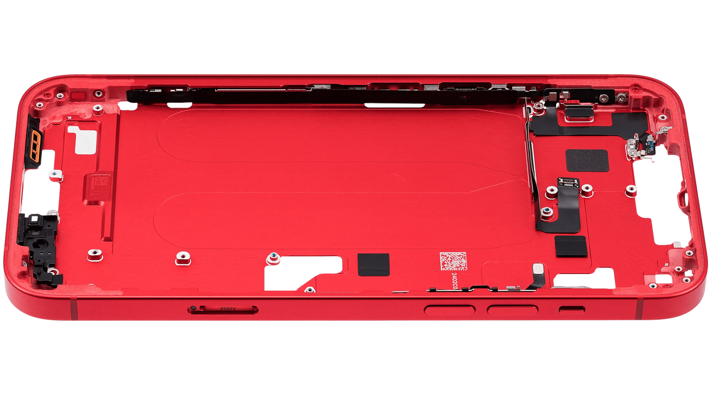 Mid-Frame Housing W/ Small Parts For iPhone 14 Plus (EU / Global Version) (Used OEM Pull: Grade C) (Red)