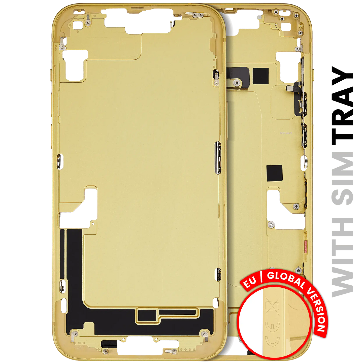 Mid-Frame Housing W/ Small Parts For iPhone 14 Plus (EU / Global Version) (Used OEM Pull: Grade C) (Yellow)