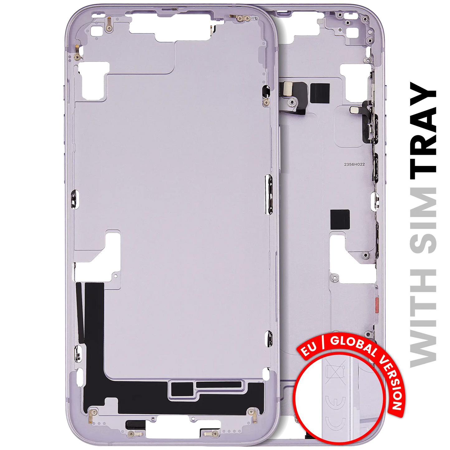 Mid-Frame Housing W/ Small Parts For iPhone 14 Plus (EU / Global Version) (Used OEM Pull: Grade B) (Purple)