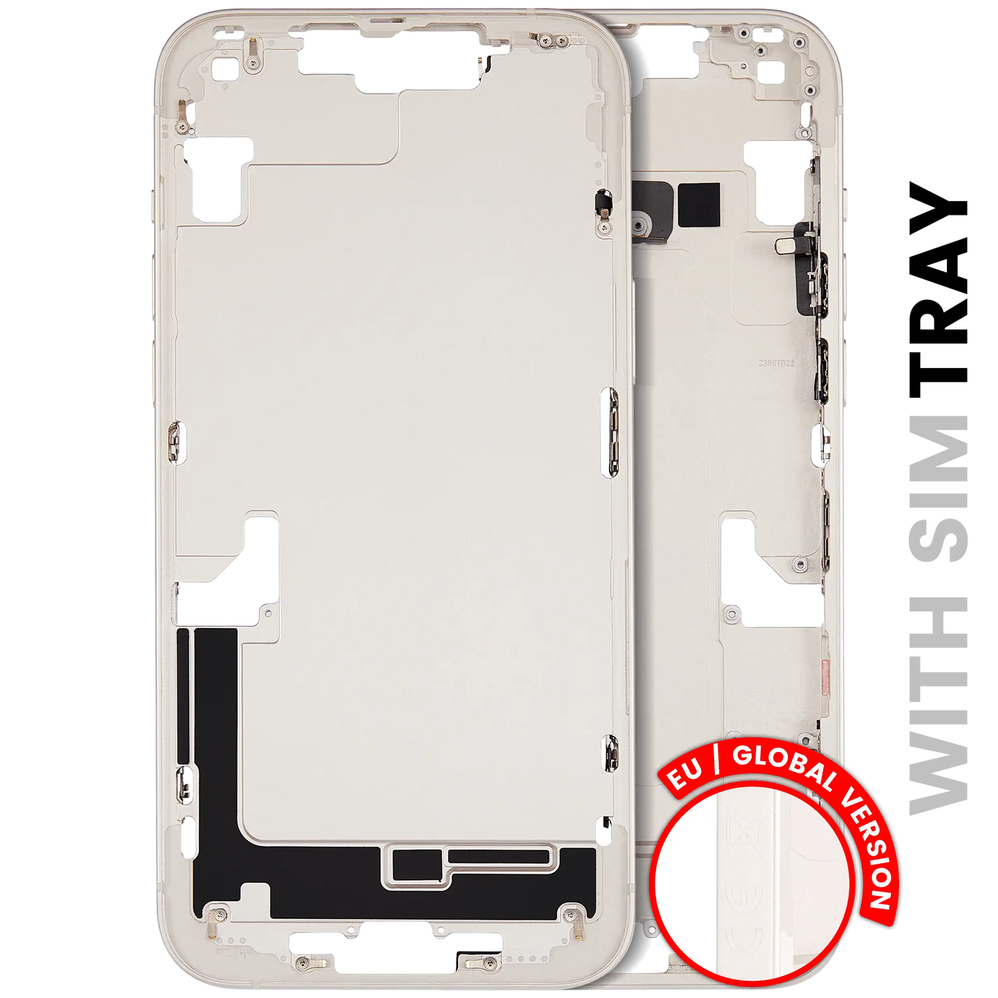 Mid-Frame Housing W/ Small Parts For iPhone 14 Plus (EU / Global Version) (Used OEM Pull: Grade B) (Starlight)