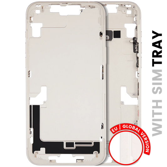 Mid-Frame Housing W/ Small Parts For iPhone 14 Plus (EU / Global Version) (Used OEM Pull: Grade B) (Starlight)
