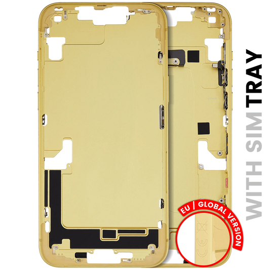 Mid-Frame Housing W/ Small Parts For iPhone 14 Plus (EU / Global Version) (Used OEM Pull: Grade B) (Yellow)