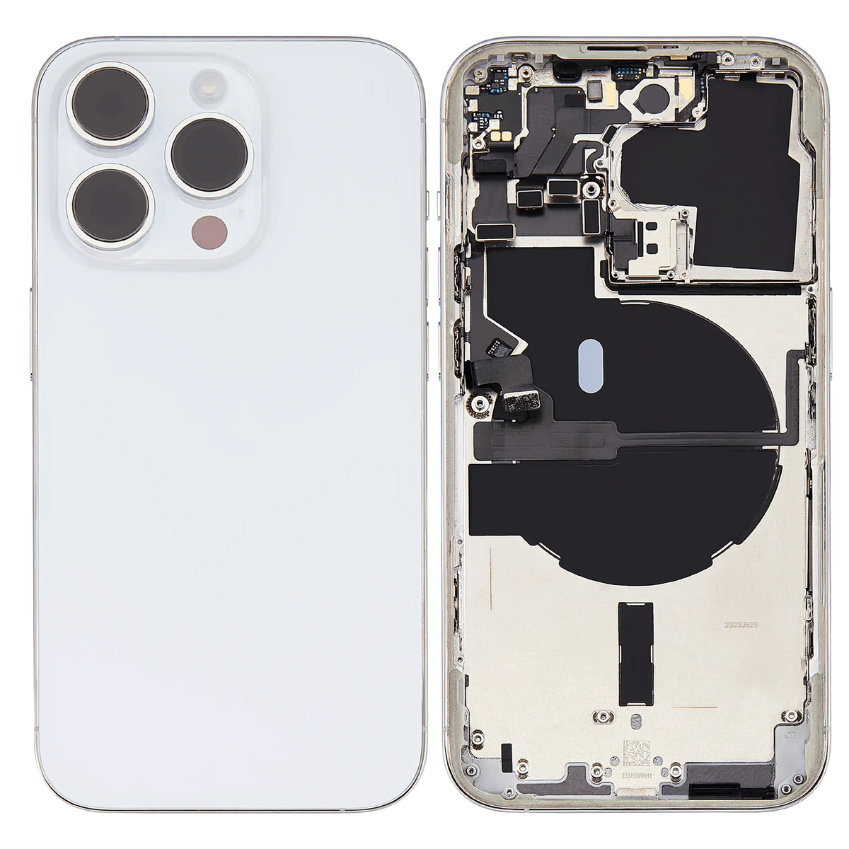 Back Housing W/ Small Parts For iPhone 14 Pro (US Version) (Used OEM Pull: Grade B) (Silver)