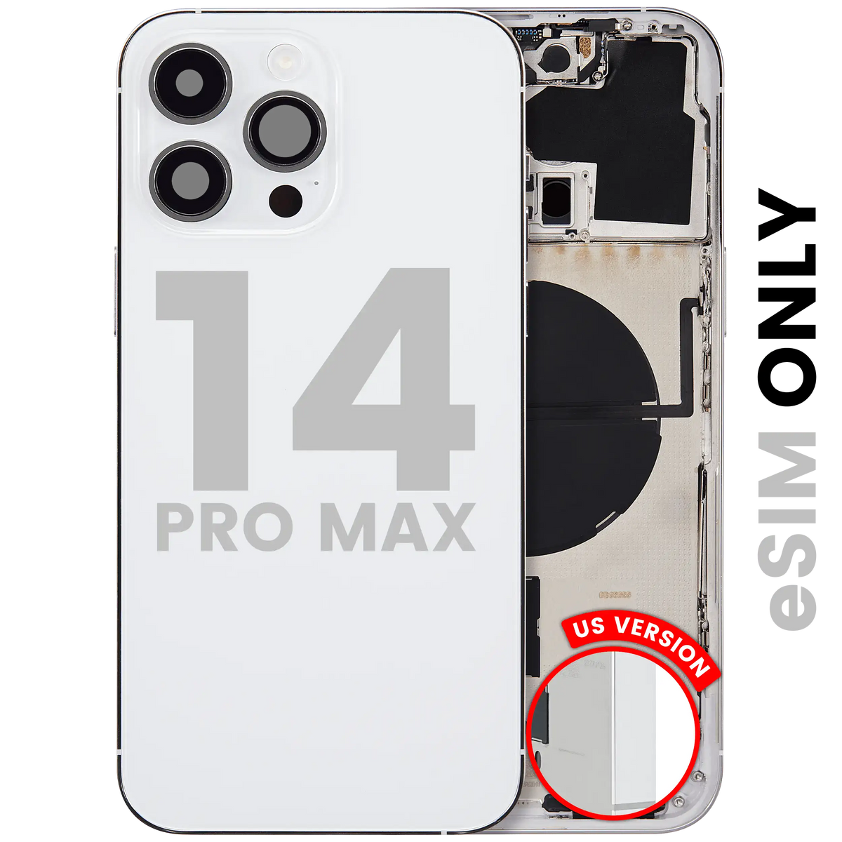 Back Housing W/ Small Parts For iPhone 14 Pro Max (US Version) (Used OEM Pull: Grade C) (Silver)