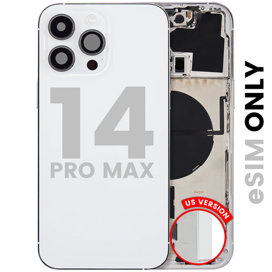 Back Housing W/ Small Parts For iPhone 14 Pro Max (US Version) (Used OEM Pull: Grade C) (Silver)