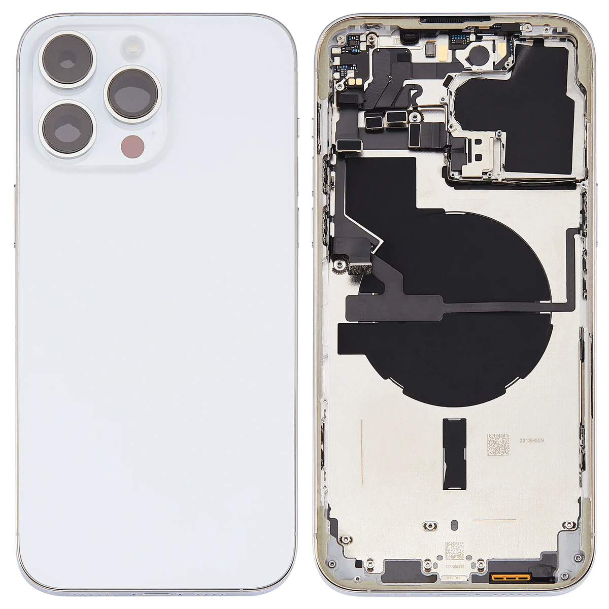 Back Housing W/ Small Parts For iPhone 14 Pro Max (US Version) (Used OEM Pull: Grade C) (Silver)