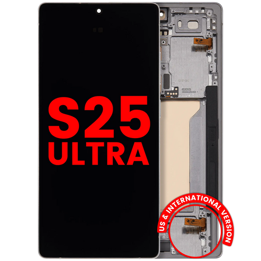 OLED Assembly With Frame For Samsung Galaxy S25 Ultra 5G (Aftermarket Plus) (US & International) (Titanium White Silver)