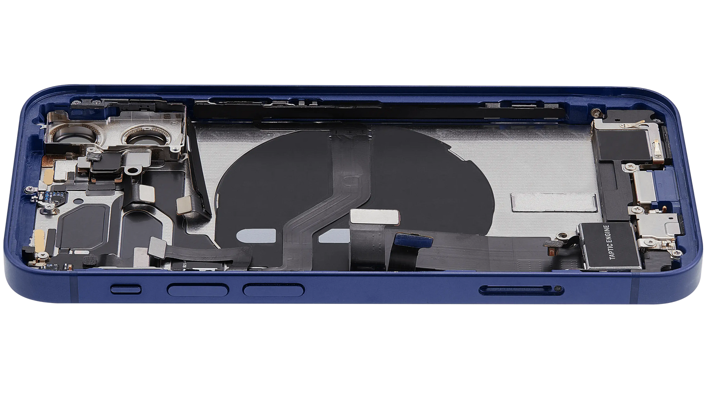 Back Housing W/ Charging Port Flex & Small Parts For iPhone 12 Mini (EU / Global Version) (Used OEM Pull: Grade A) (Blue)