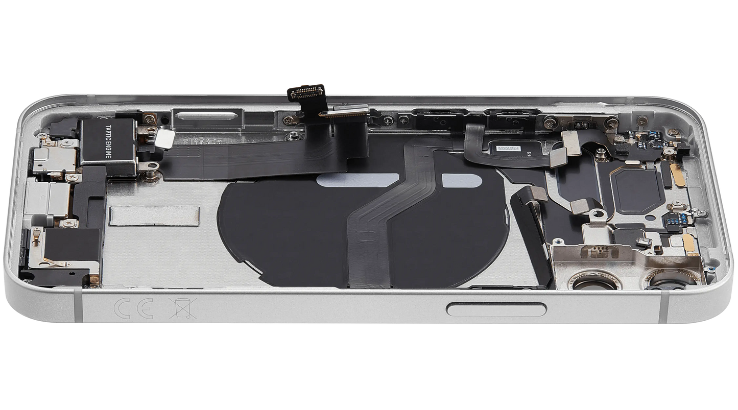 Back Housing W/ Charging Port Flex & Small Parts For iPhone 12 Mini (EU / Global Version) (Used OEM Pull: Grade B) (White)