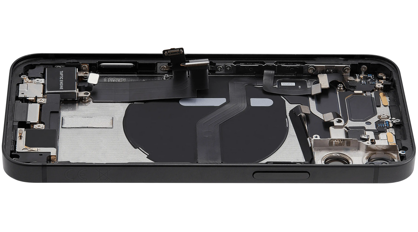 Back Housing W/ Charging Port Flex & Small Parts For iPhone 12 Mini (EU / Global Version) (Used OEM Pull: Grade C) (Black)