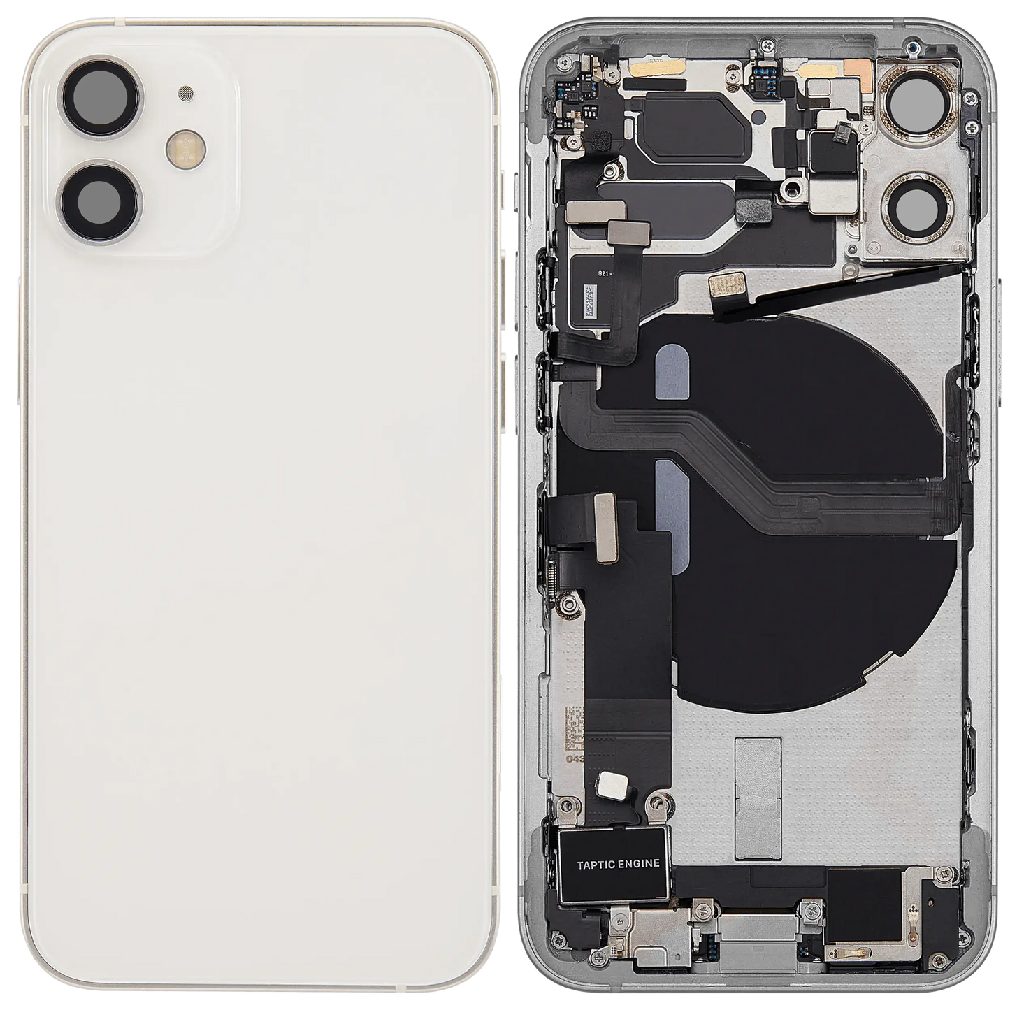 Back Housing W/ Charging Port Flex & Small Parts For iPhone 12 Mini (EU / Global Version) (Used OEM Pull: Grade C) (White)