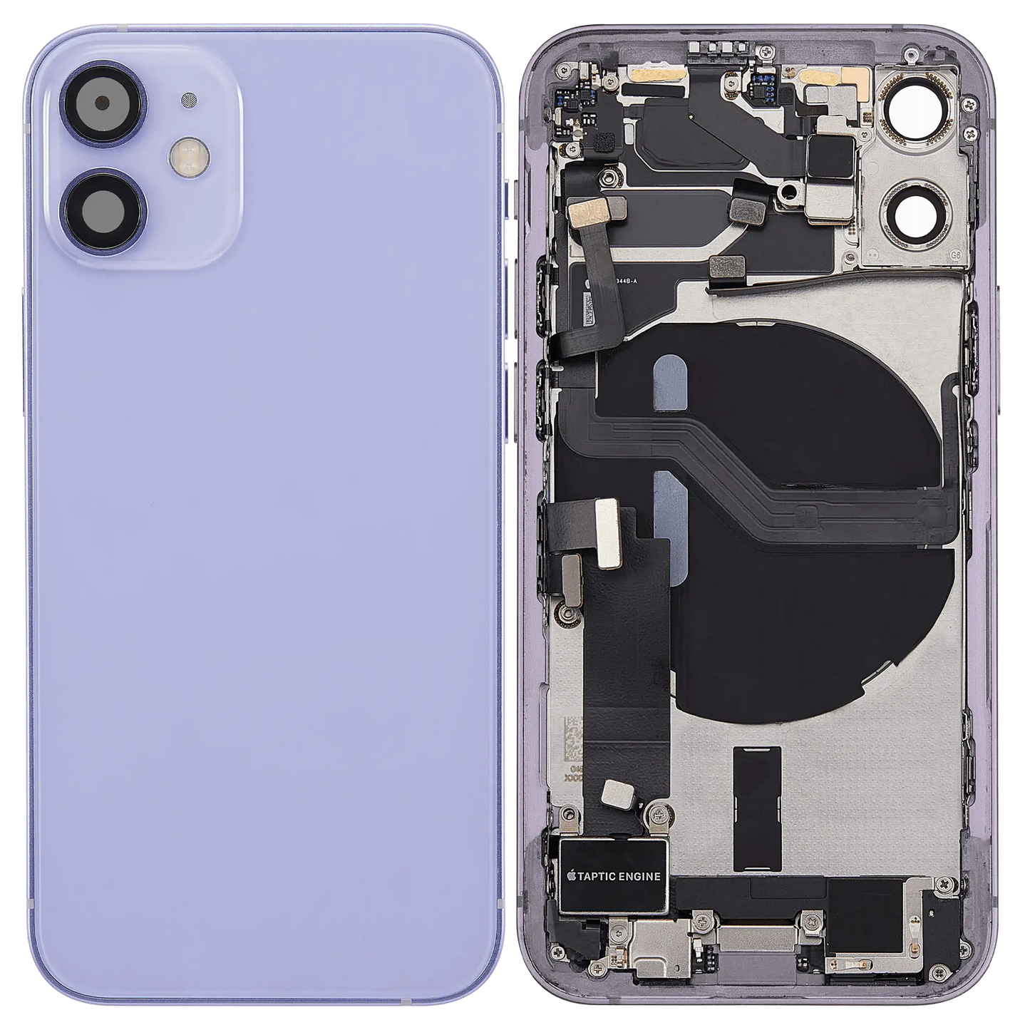 Back Housing W/ Charging Port Flex & Small Parts For iPhone 12 Mini (US Version) (Used OEM Pull: Grade A) (Purple)