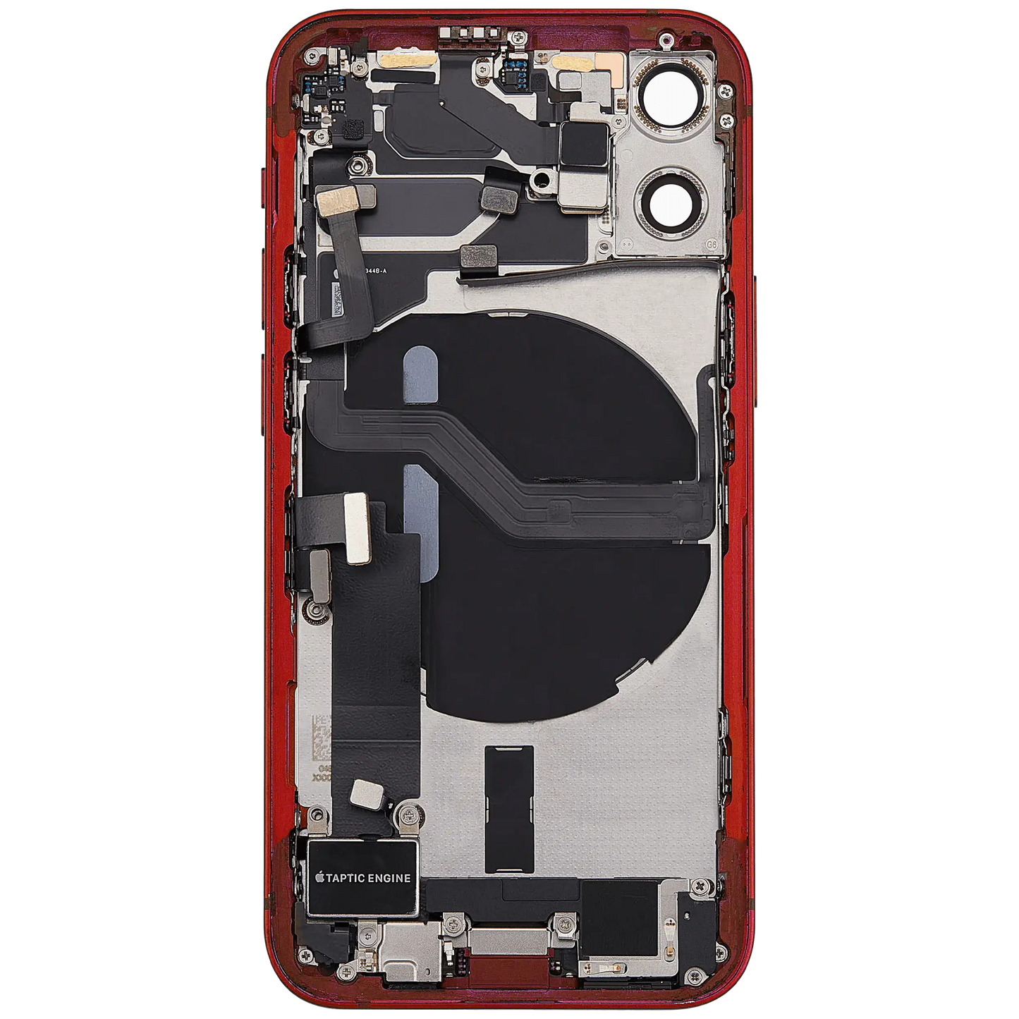 Back Housing W/ Charging Port Flex & Small Parts For iPhone 12 Mini (US Version) (Used OEM Pull: Grade C) (Red)