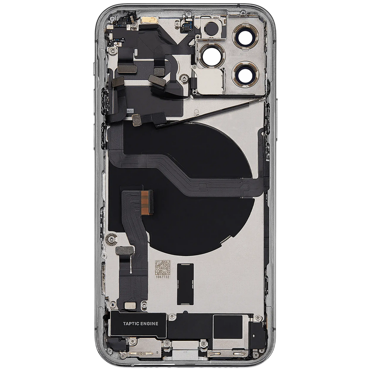 Back Housing W/ Charging Port Flex & Small Parts For iPhone 12 Pro (US Version) (Used OEM Pull: Grade A) (Silver)