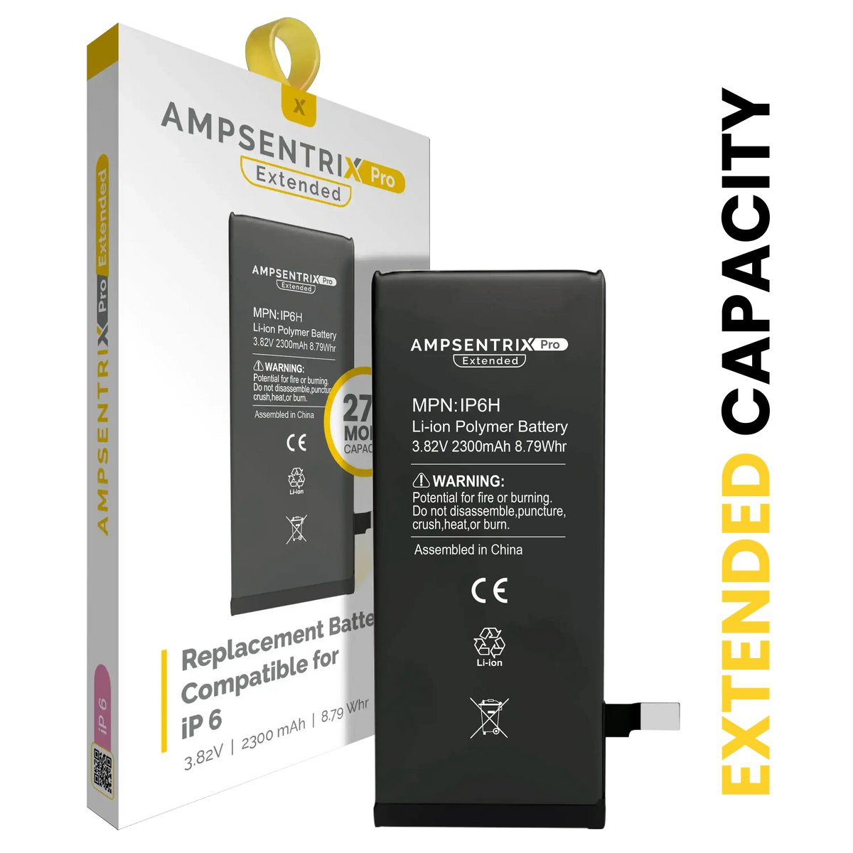 Replacement Battery For iPhone 6 (AmpSentrix Pro Extended)