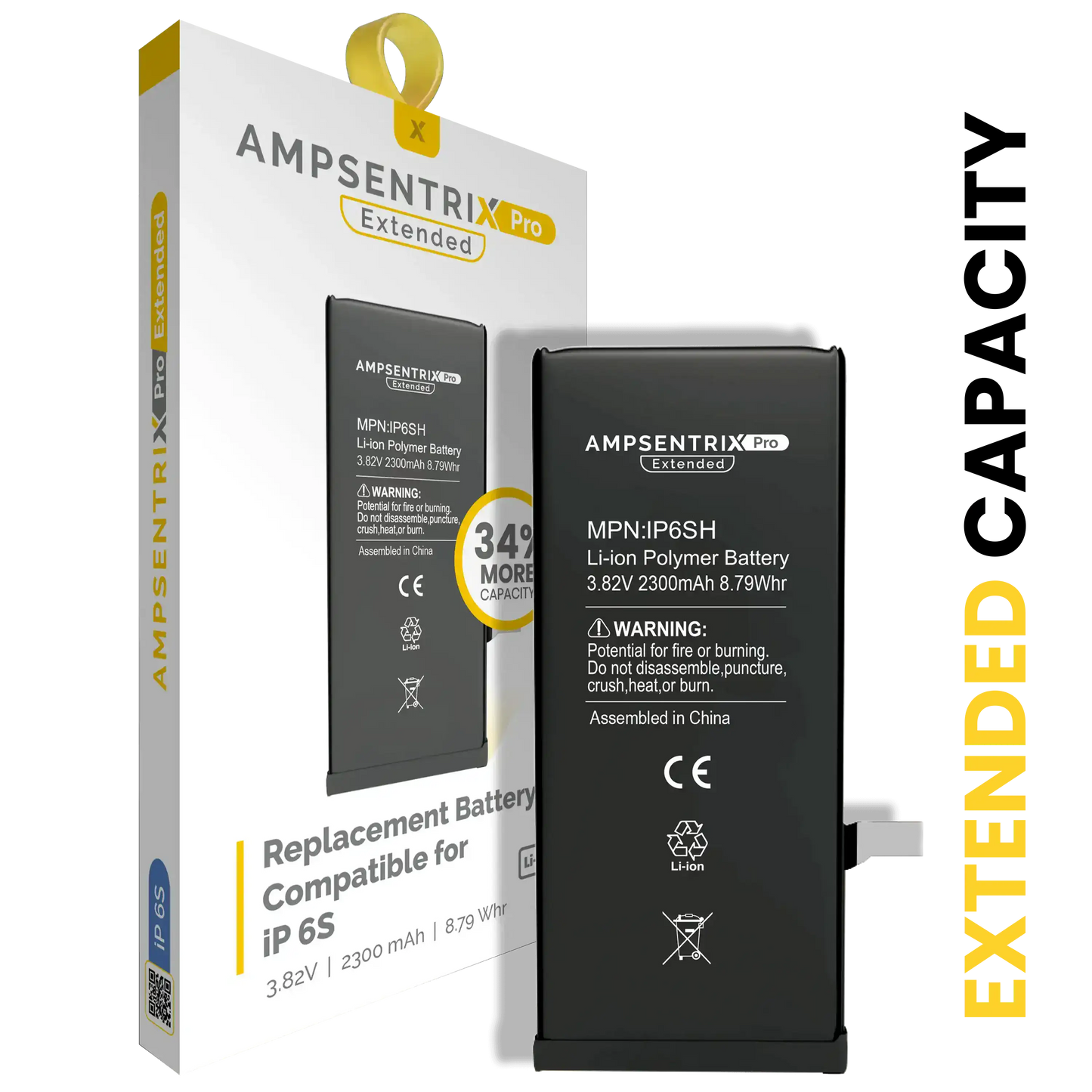 Replacement Battery For iPhone 6S (AmpSentrix Pro Extended)