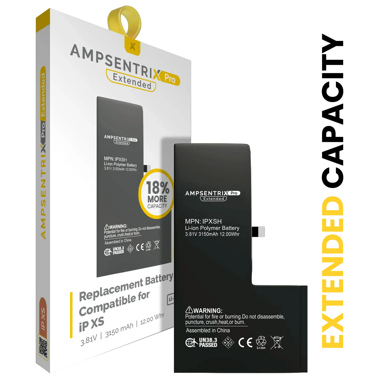 Replacement Battery For iPhone XS (AmpSentrix Pro Extended)