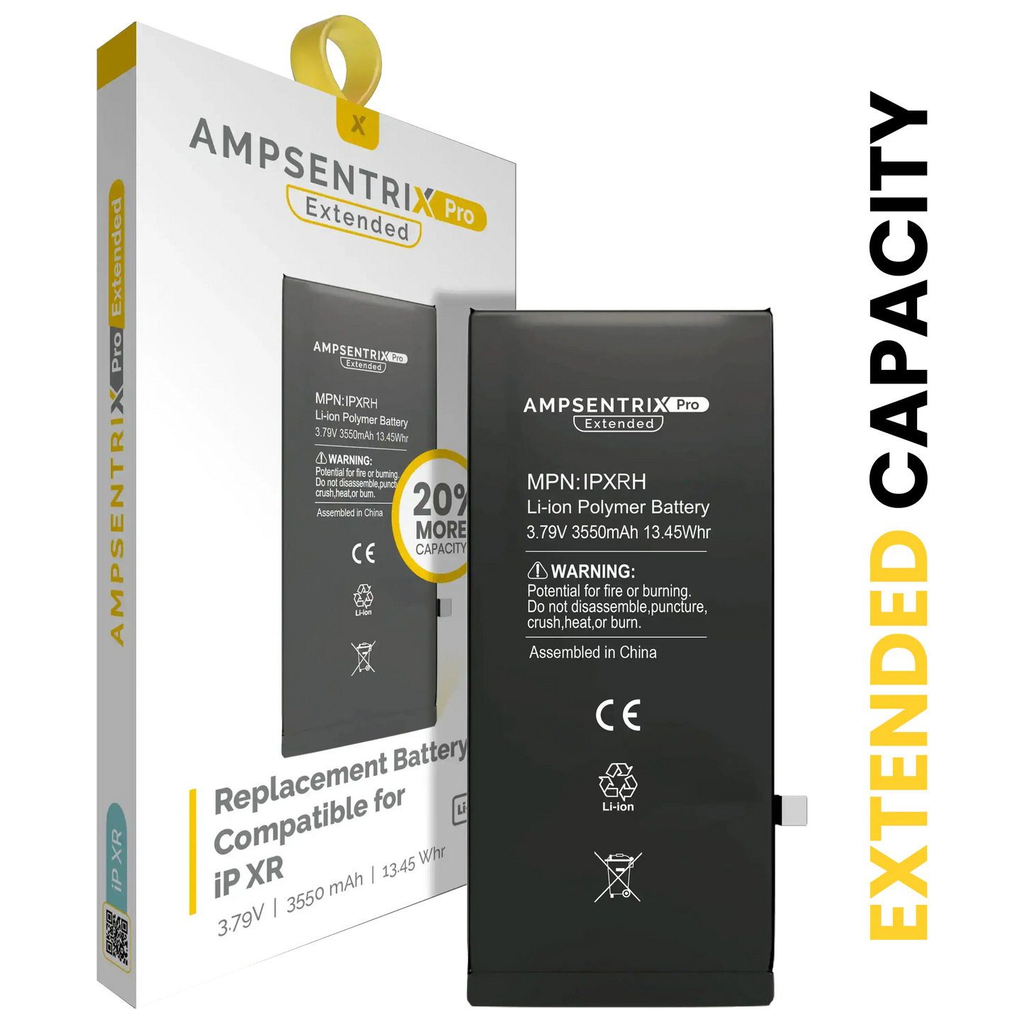 Replacement Battery For iPhone XR (AmpSentrix Pro Extended)