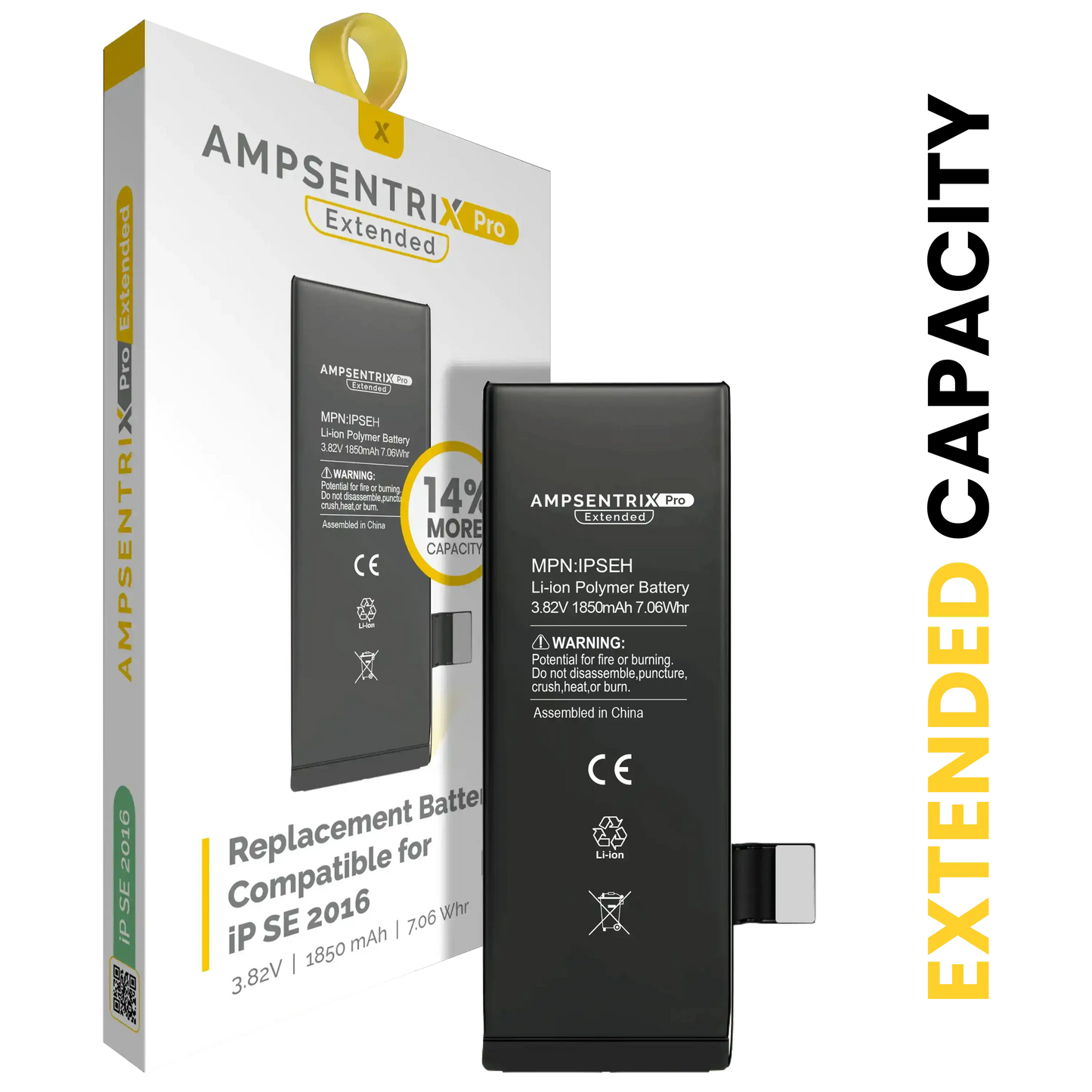 Replacement Battery For iPhone SE (2016) (AmpSentrix Pro Extended)