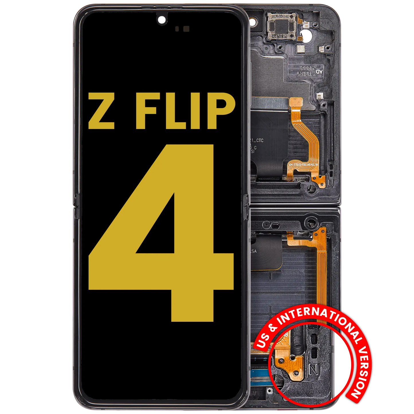 Buy Inner OLED Assembly With Frame For Samsung Galaxy Z Flip 4 5G (US & International Version) (Refurbished) (Graphite) - High Quality Replacement Part - View 1 | TechDrip Canada