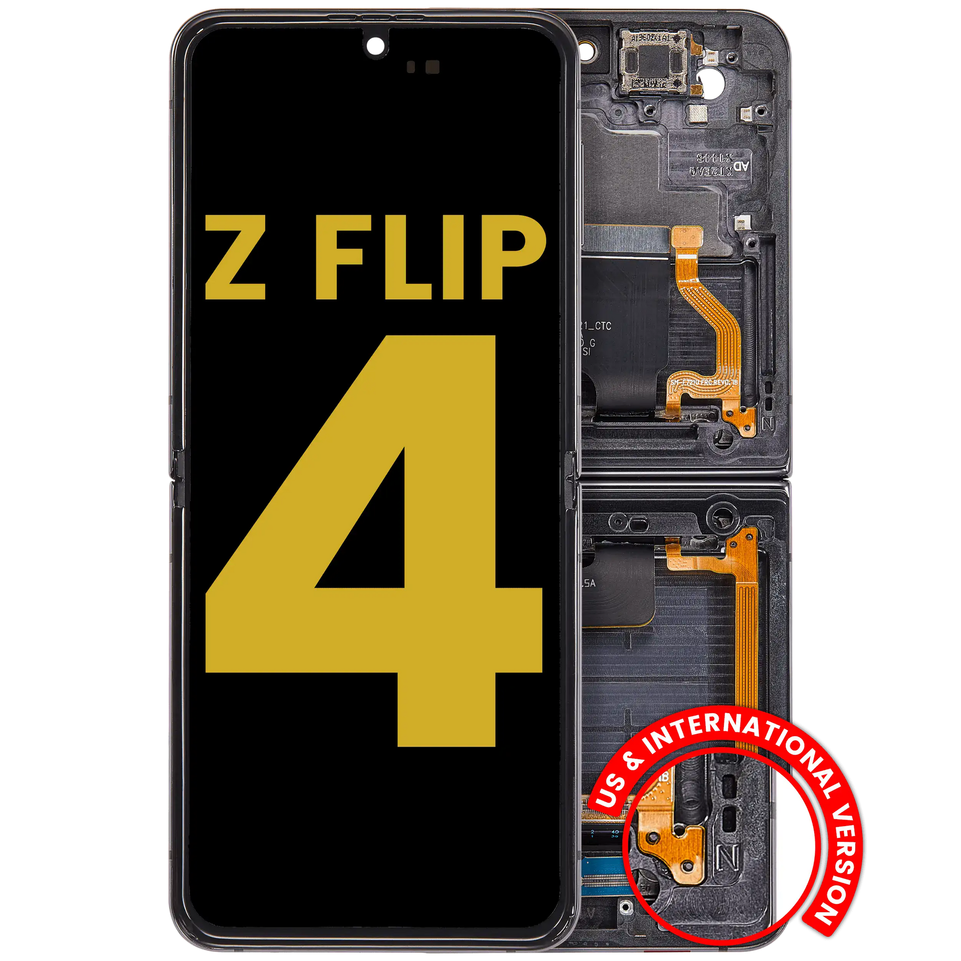 Buy Inner OLED Assembly With Frame For Samsung Galaxy Z Flip 4 5G (US & International Version) (Refurbished) (Graphite) - High Quality Replacement Part - View 1 | TechDrip Canada