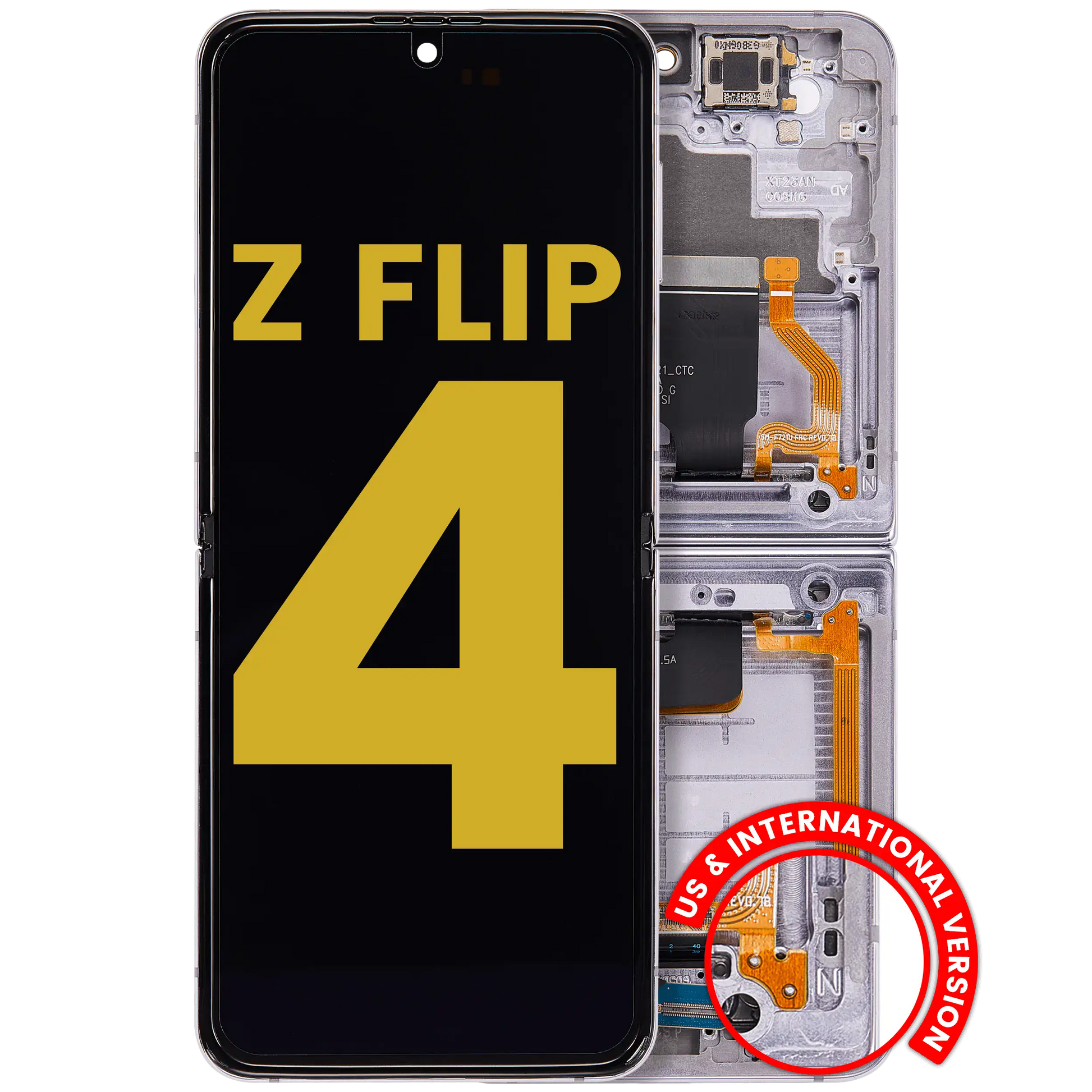 Buy Inner OLED Assembly With Frame For Samsung Galaxy Z Flip 4 5G (US & International Version) (Refurbished) (Bora Purple) - High Quality Replacement Part - View 1 | TechDrip Canada