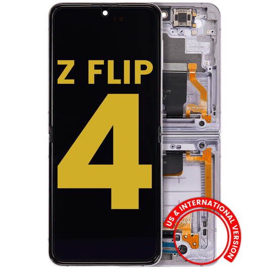 Buy Inner OLED Assembly With Frame For Samsung Galaxy Z Flip 4 5G (US & International Version) (Refurbished) (Bora Purple) - High Quality Replacement Part - View 1 | TechDrip Canada