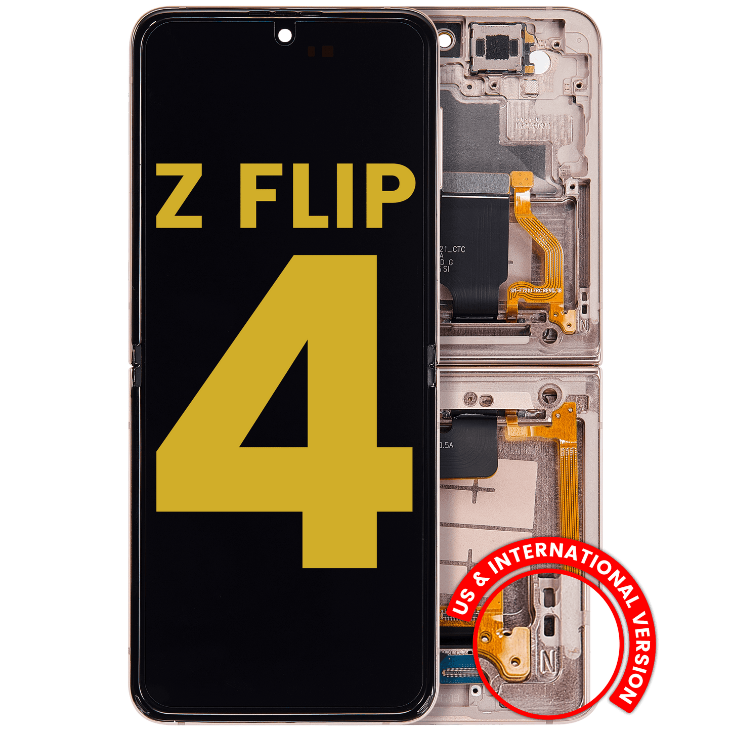 Buy Inner OLED Assembly With Frame For Samsung Galaxy Z Flip 4 5G (US & International Version) (Refurbished) (Pink Gold) - High Quality Replacement Part - View 1 | TechDrip Canada